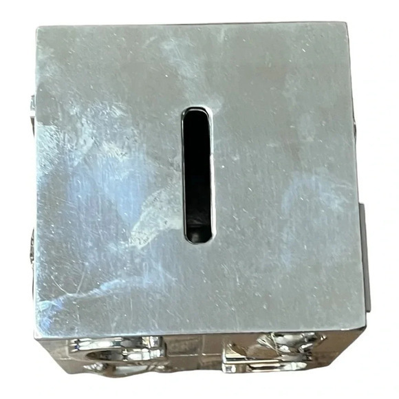 Vintage Silver Alphabet Baby Block Bank Animals Letters 3" Square Cube - Picture 5 of 6